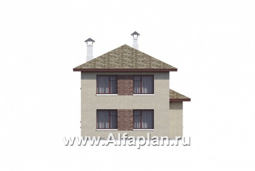Проекты домов Альфаплан - "Рациональ" - проект двухэтажного дома из кирпича, с балконом - превью фасада №4