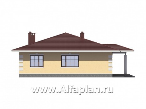 Проекты домов Альфаплан - Одноэтажный дом с удобной планировкой - превью фасада №2