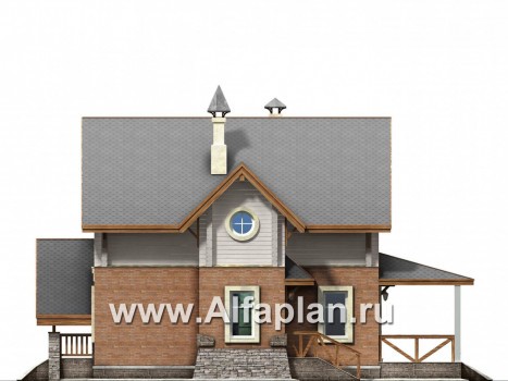 Проекты домов Альфаплан - «Альпенхаус»- альпийское шале из комбинированных материалов - превью фасада №2