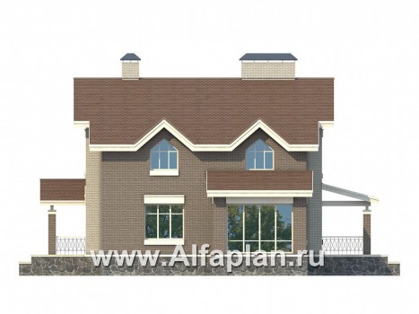 Проекты домов Альфаплан - Ккирпичный особняк с цокольным этажом - превью фасада №4