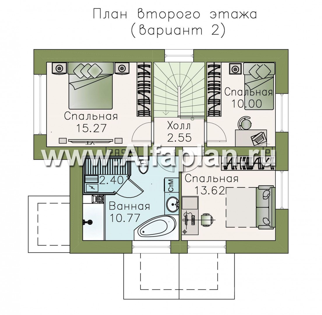 Проекты домов Альфаплан - Кирпичный дом «Боспор» с мансардой - план проекта №3