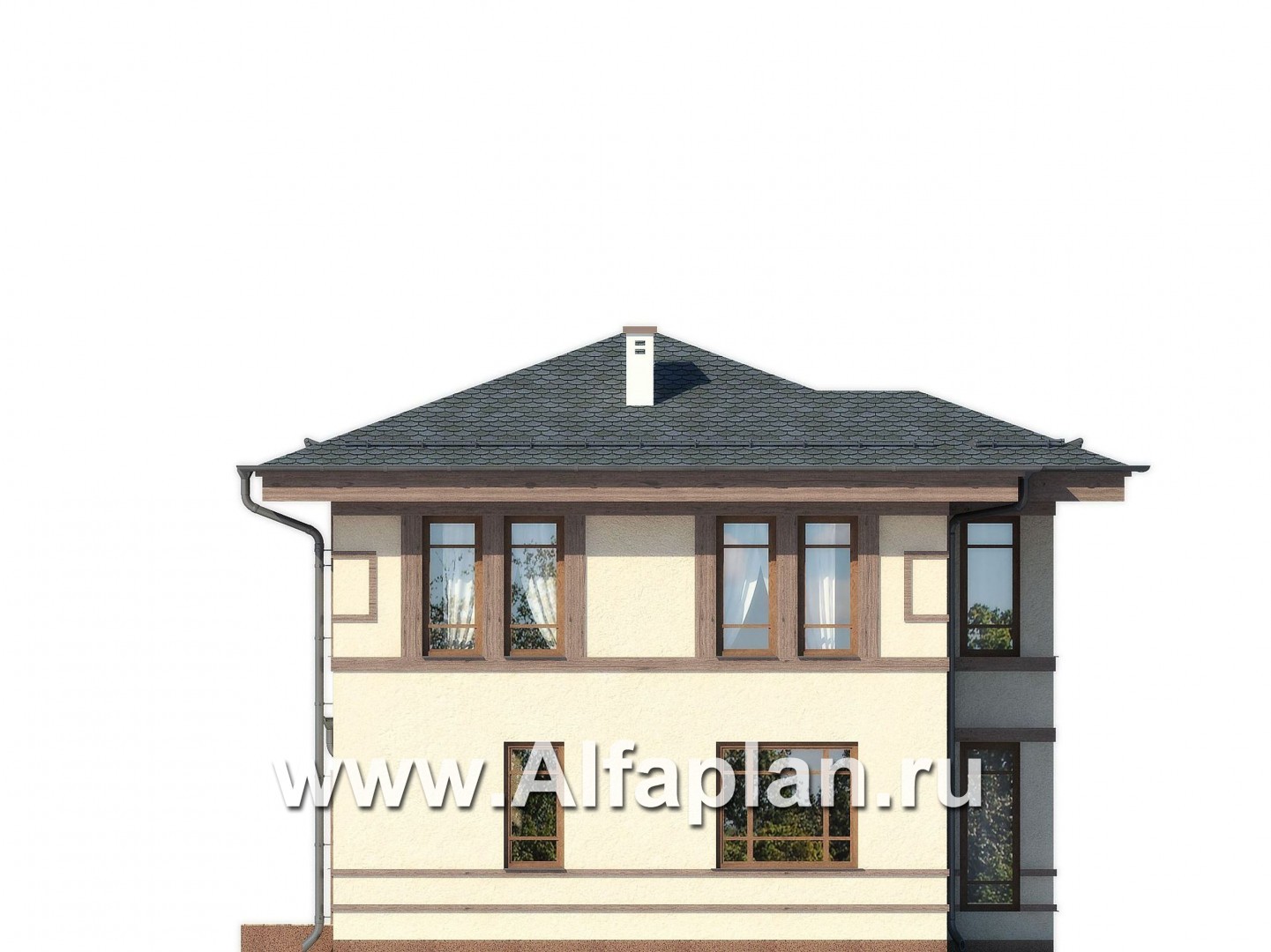 Проекты домов Альфаплан - Двухэтажный дом в восточном стиле - изображение фасада №3