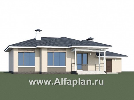 Проекты домов Альфаплан - «Бирюса» - одноэтажный коттедж для небольшой семьи, с теплым гаражом - превью дополнительного изображения №1