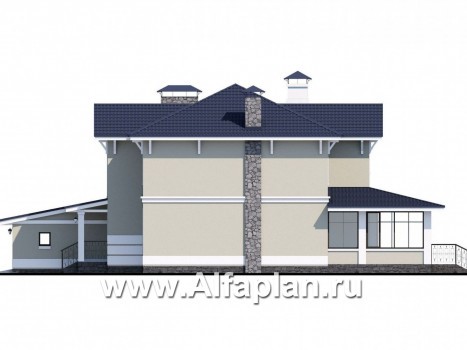 Проекты домов Альфаплан - «Семь ветров» - двухэтажный  комфортабельный коттедж с большим гаражом. - превью фасада №2