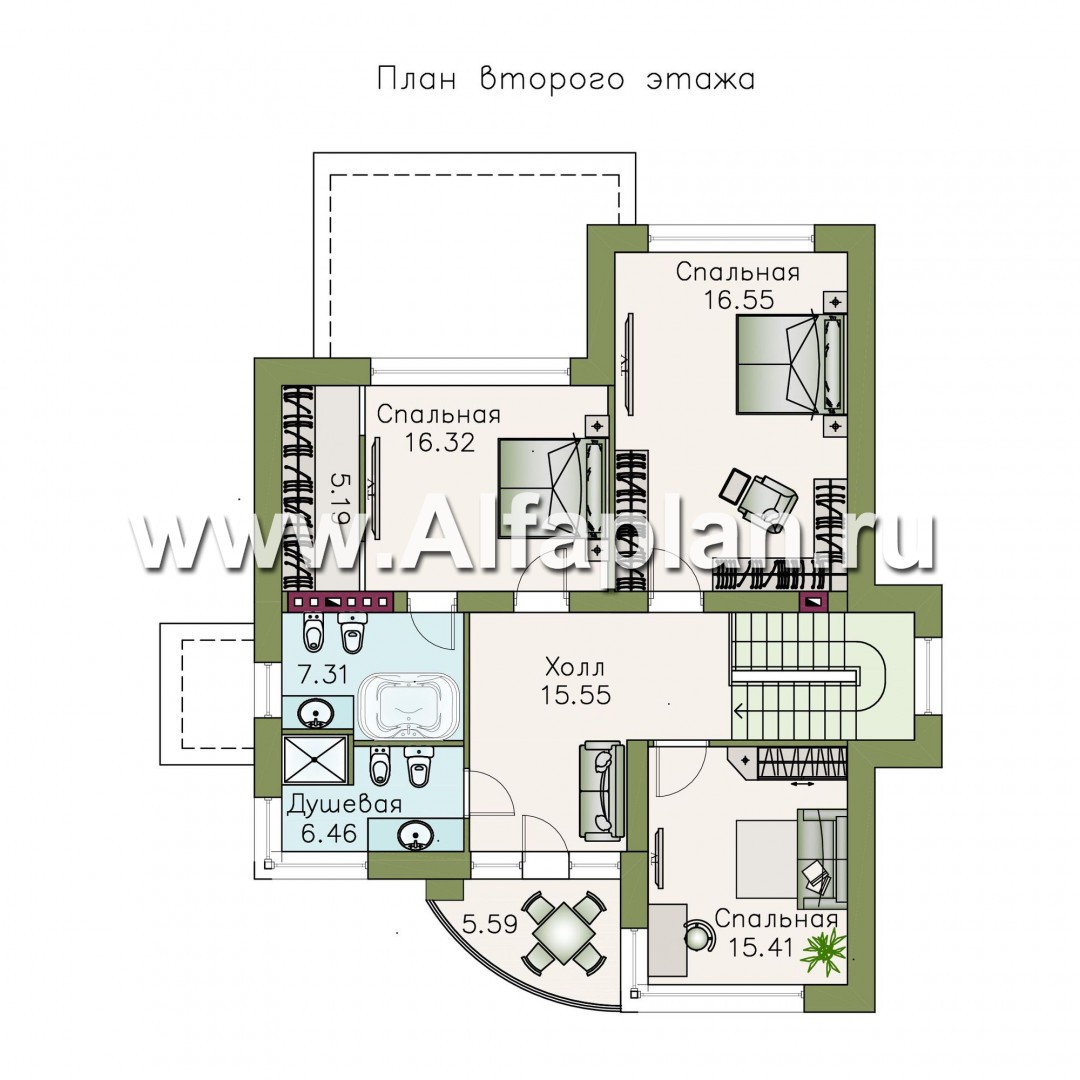Проекты домов Альфаплан - «Платина» - стильный современный дом в европейской традиции - изображение плана проекта №2