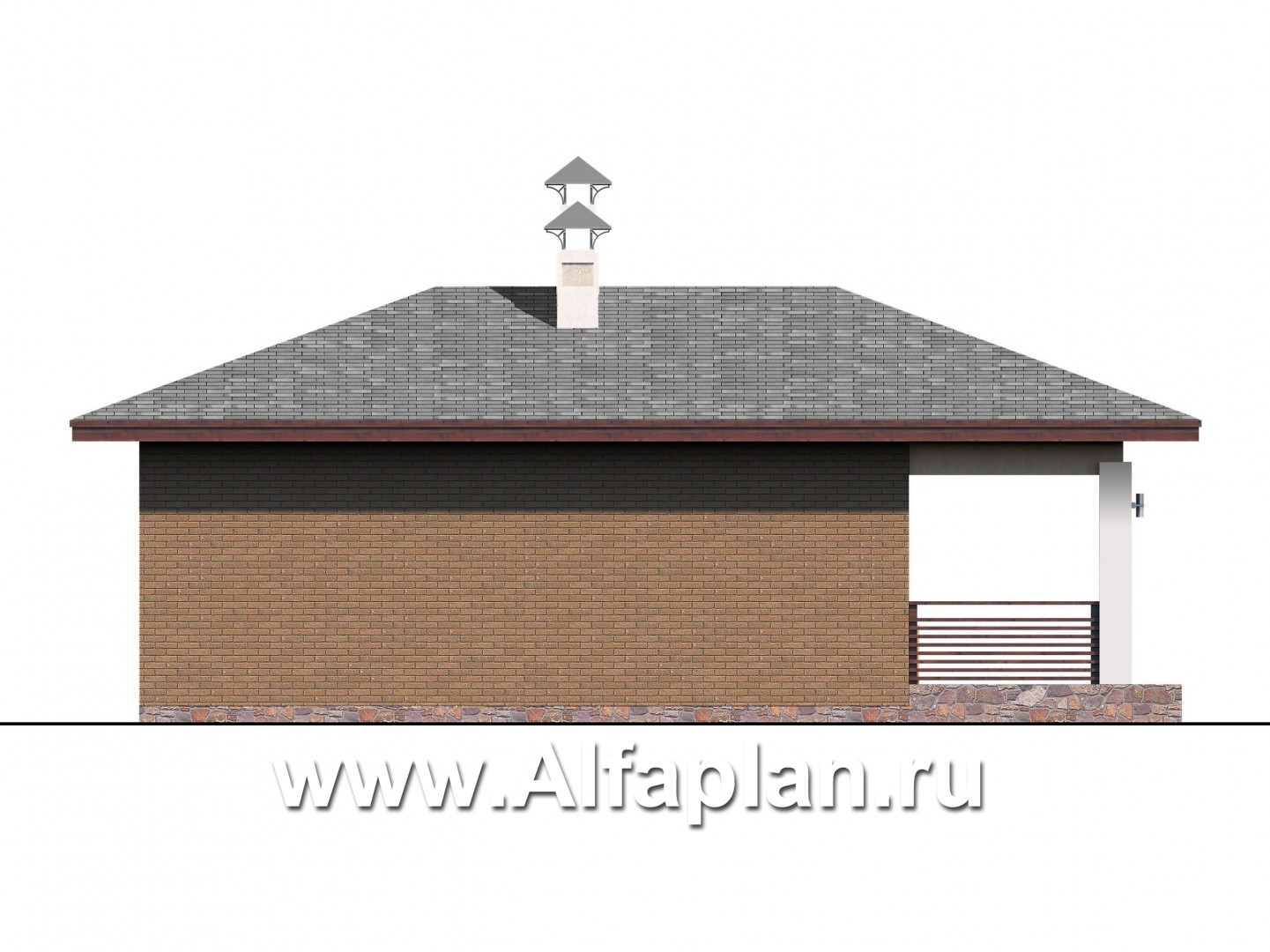 Проекты домов Альфаплан - Баня с небольшим бассейном и террасой - изображение фасада №3