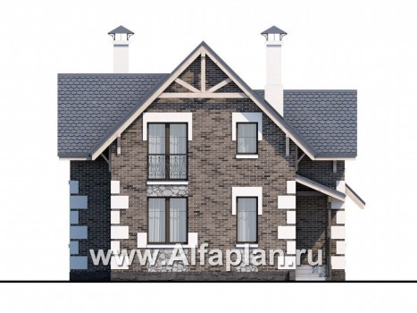 Проекты домов Альфаплан - «Малая Родина» - компактный дом с красивой верандой - превью фасада №4