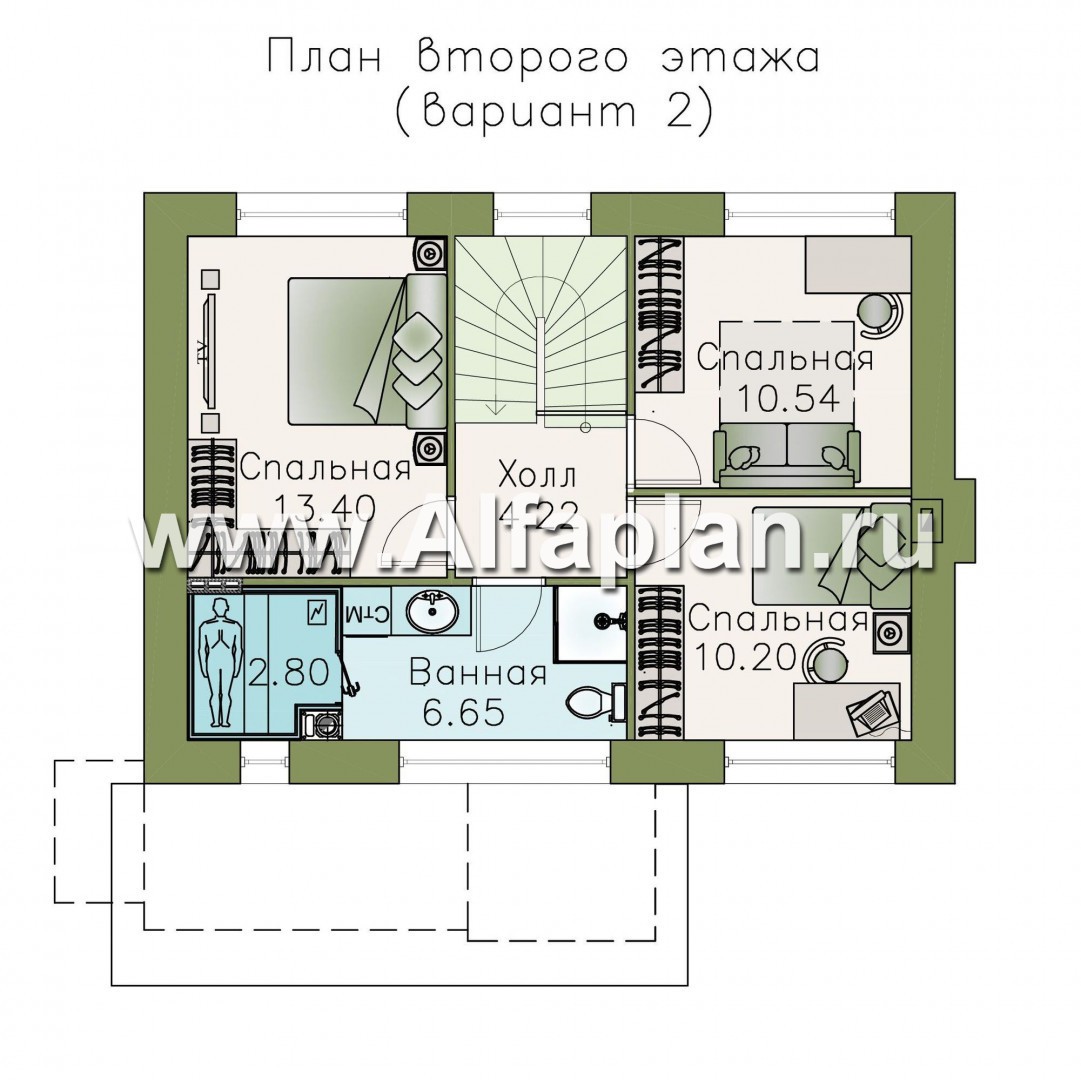 Проекты домов Альфаплан - Двухэтажный дом из кирпича «Карат» - изображение плана проекта №3
