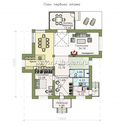 Проекты домов Альфаплан - «Мелодия света» - двухэтажный коттедж с эффектным интерьером - превью плана проекта №1