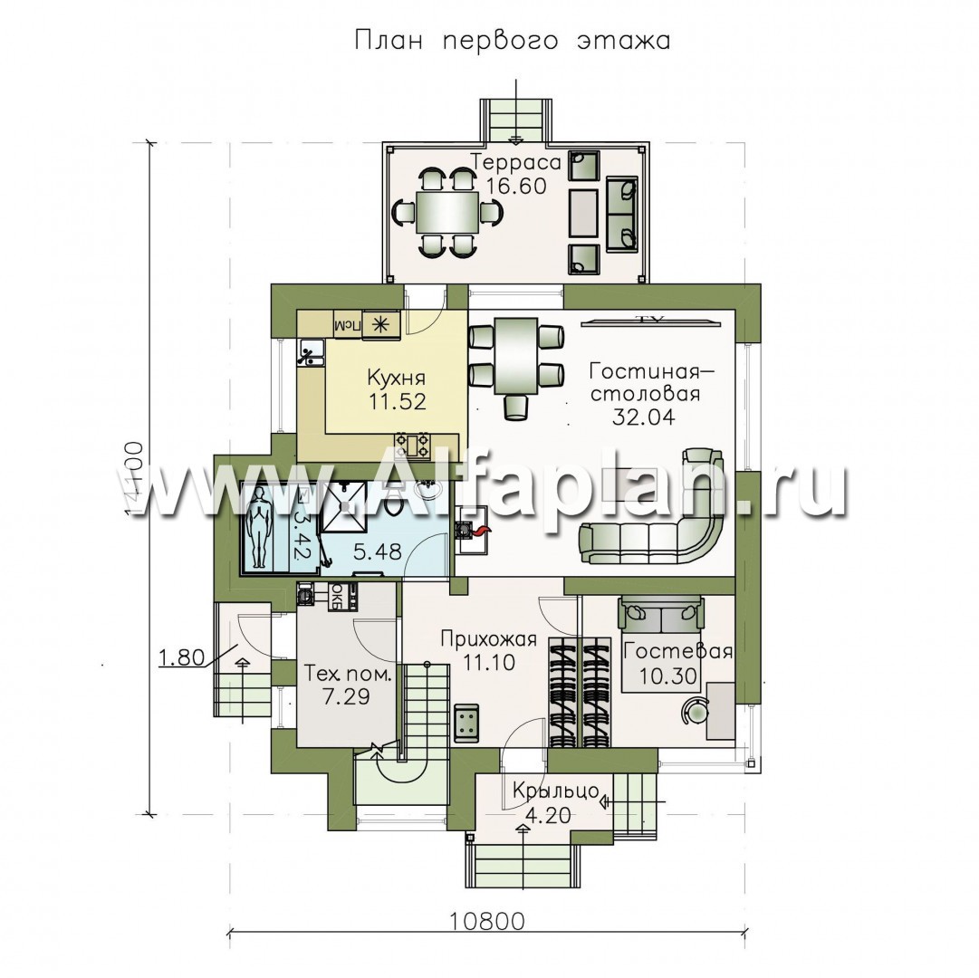 Проекты домов Альфаплан - «Орион» - эффектный современный дом - план проекта №1