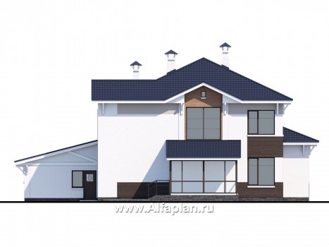 Проекты домов Альфаплан - «Мелодия света» - коттедж эффектными интерьерами и большим гаражом - превью фасада №4