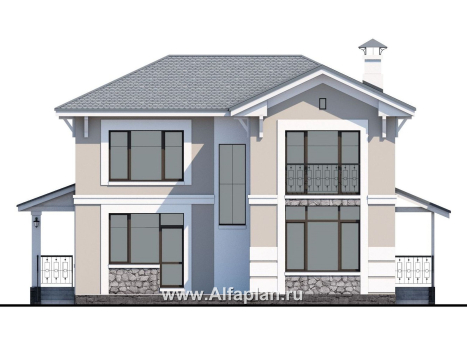 Проекты домов Альфаплан - «Невский стиль» - удобный и красивый двухэтажный дом - превью фасада №4