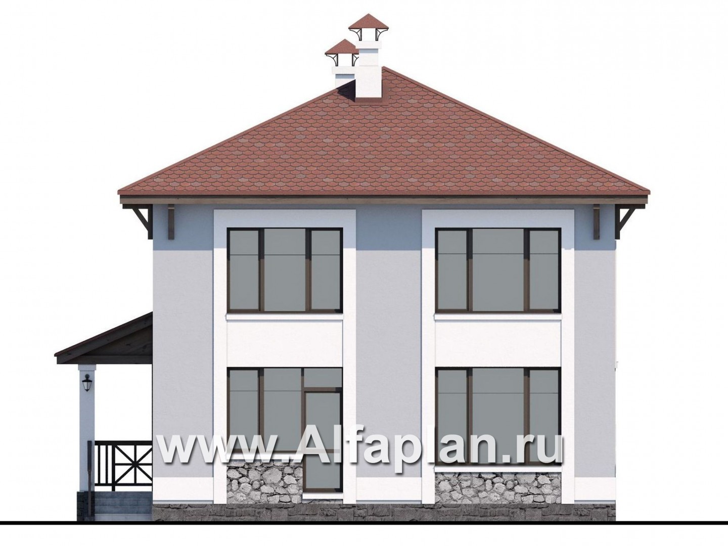 Проекты домов Альфаплан - Кирпичный дом «Собственный рай» - изображение фасада №4