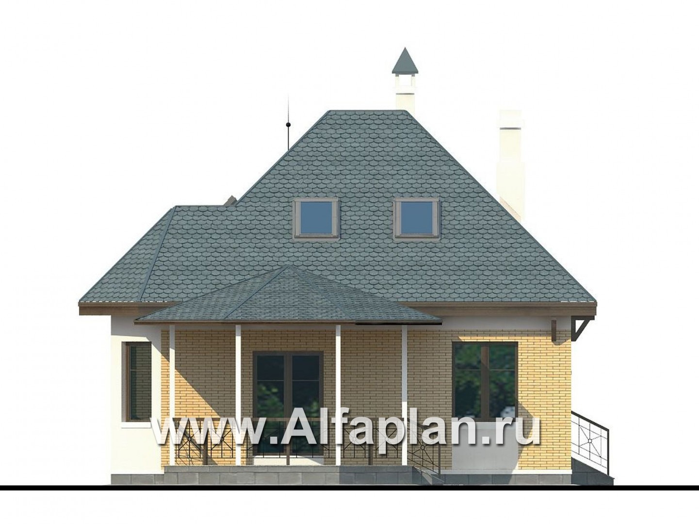 Проекты домов Альфаплан - Дом для отдыха со студией в мансарде - изображение фасада №4