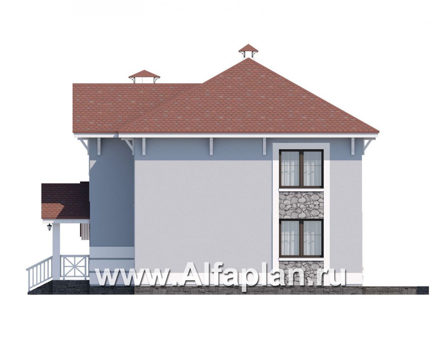Проекты домов Альфаплан - «Линия жизни» - удобный дом для небольшой семьи - изображение фасада №2