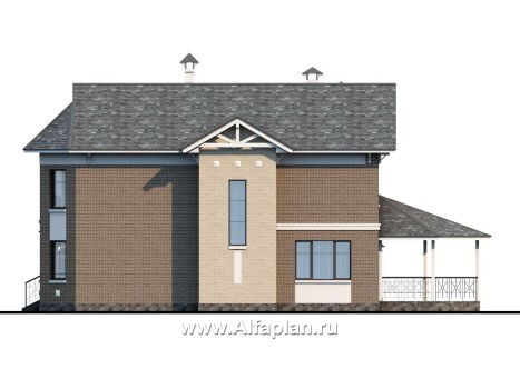 «Clever» - проект двухэтажного дома, планировка с эркером и кабинетом на 1 эт, с террасой и с гаражом - превью фасада дома