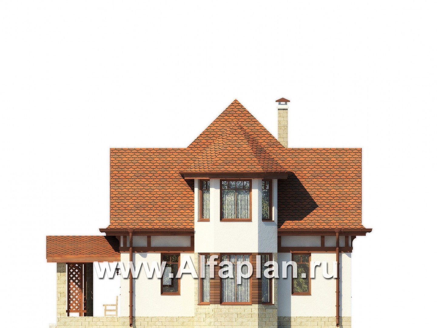 Проекты домов Альфаплан - Экономичный мансардный дом - изображение фасада №2