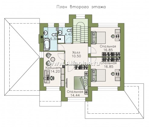 Проекты домов Альфаплан - «Светлая полоса» - современный двухэтажный коттедж с гаражом и верандой - превью плана проекта №2