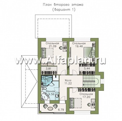 Проекты домов Альфаплан - «Выбор» - компактный дом с комфортной планировкой - превью плана проекта №2