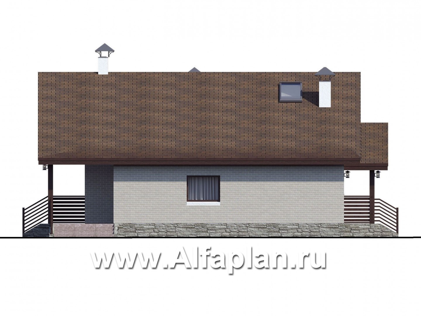 Проекты домов Альфаплан - Кирпичный дом «Моризо» - шале с двусветной гостиной - изображение фасада №2