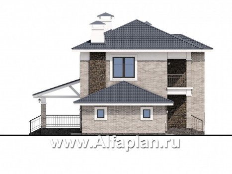 «Топаз» - проект двухэтажного дома из газобетона, с открытой планировкой, с террасой и с гаражом - превью фасада дома