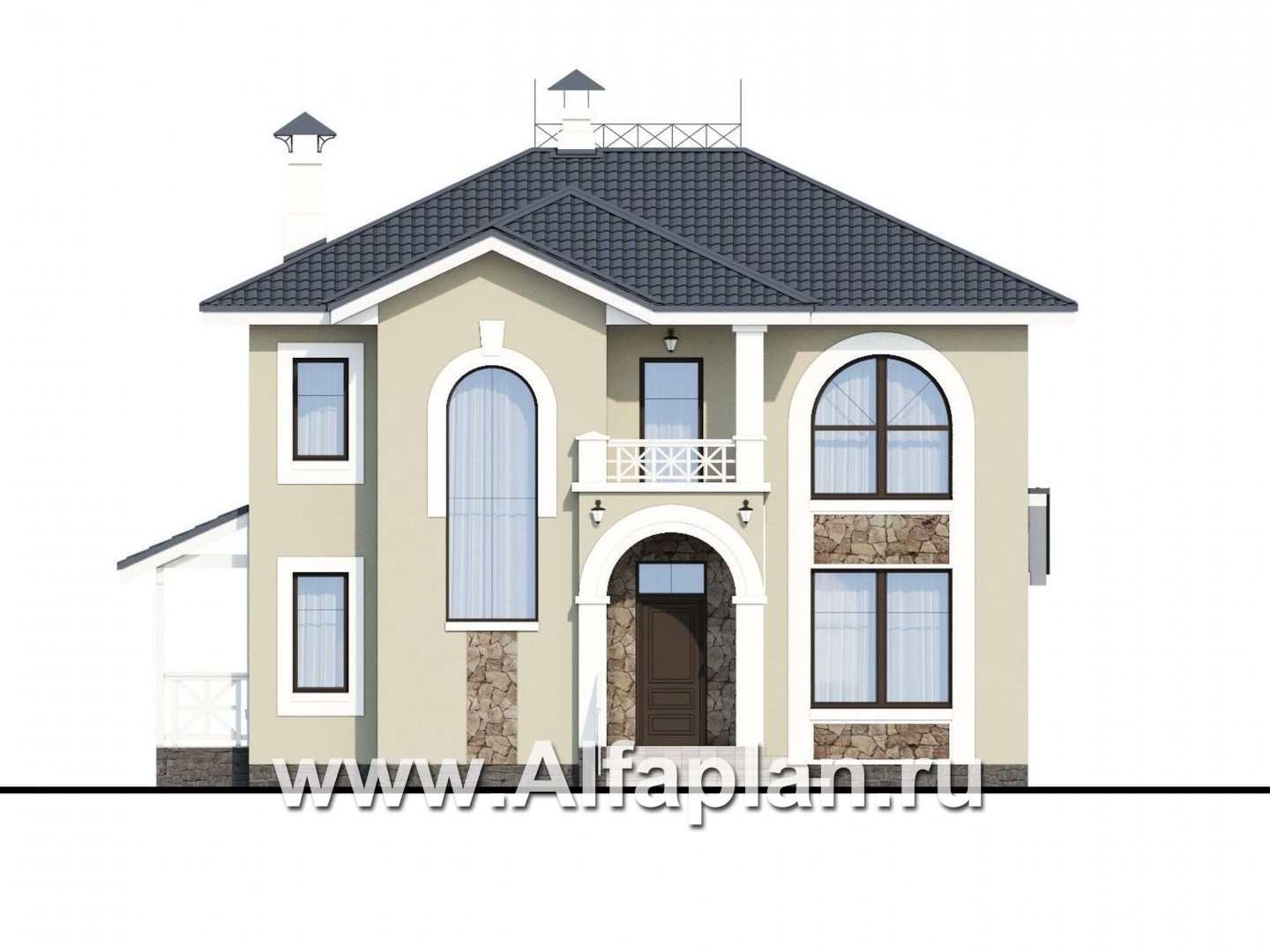 Проекты домов Альфаплан - «Либезюсефрау» - удобный дом с романтическими фасадами - изображение фасада №1