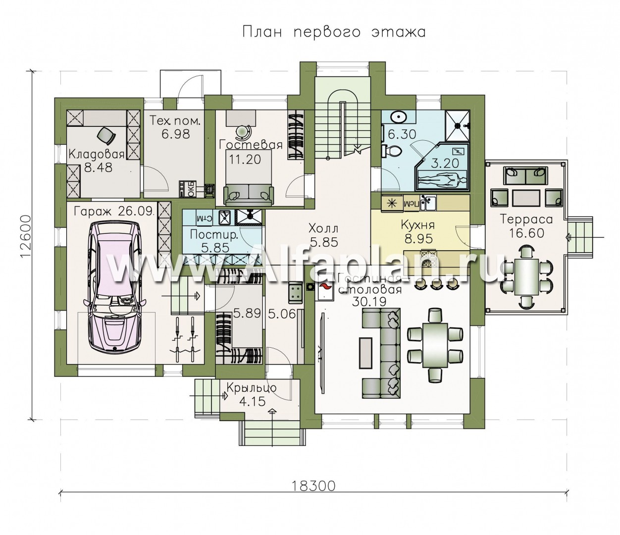 Проекты домов Альфаплан - «Плеяды» - современный мансардный дом - изображение плана проекта №1