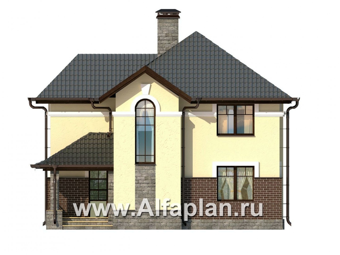 Проекты домов Альфаплан - Компактный двухэтажный дом c с большой террасой - изображение фасада №4