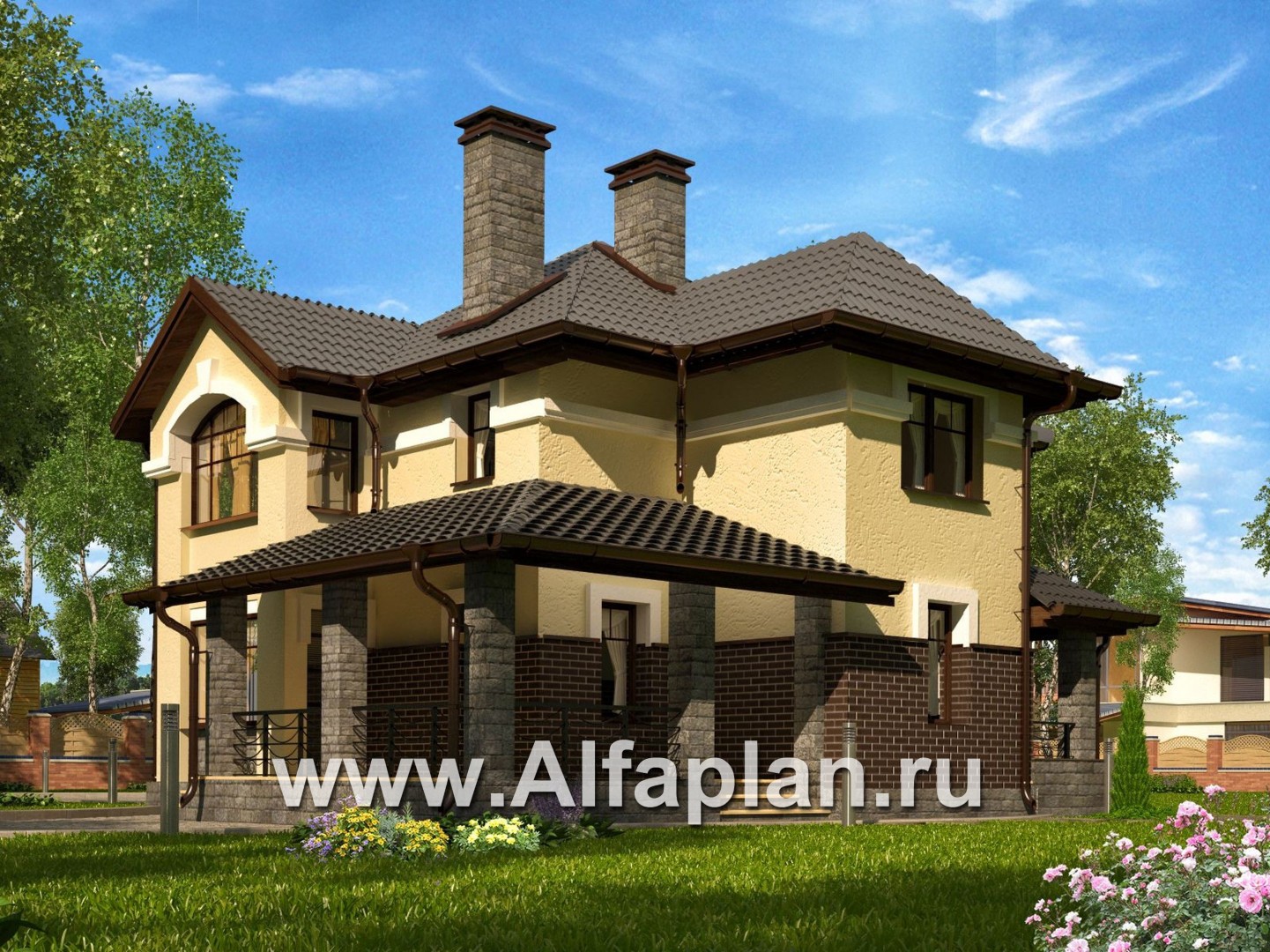 Проекты домов Альфаплан - Компактный двухэтажный дом c с большой террасой - дополнительное изображение №1