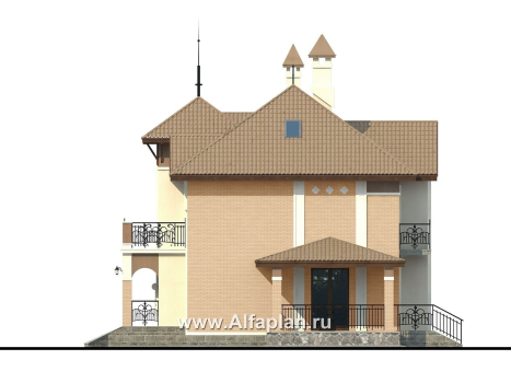 Проекты домов Альфаплан - «Разумовский» - красивый коттедж с элементами стиля модерн - превью фасада №2
