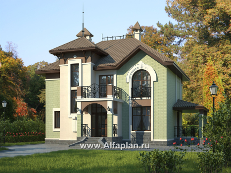 Проекты домов Альфаплан - «Разумовский» - красивый коттедж с элементами стиля модерн - превью дополнительного изображения №1