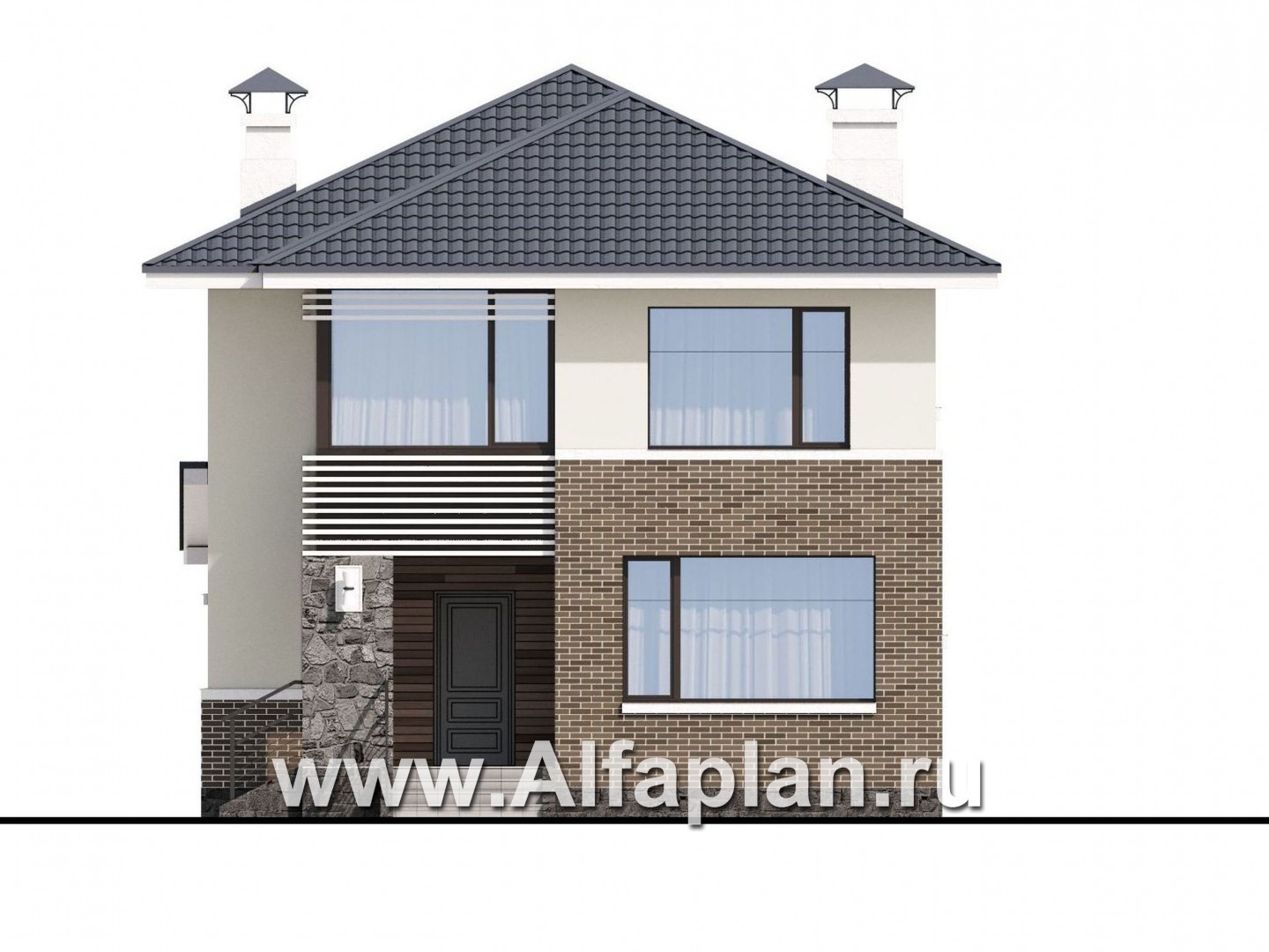 Проекты домов Альфаплан - «Вламинк» - очень удобный современный дом - изображение фасада №1
