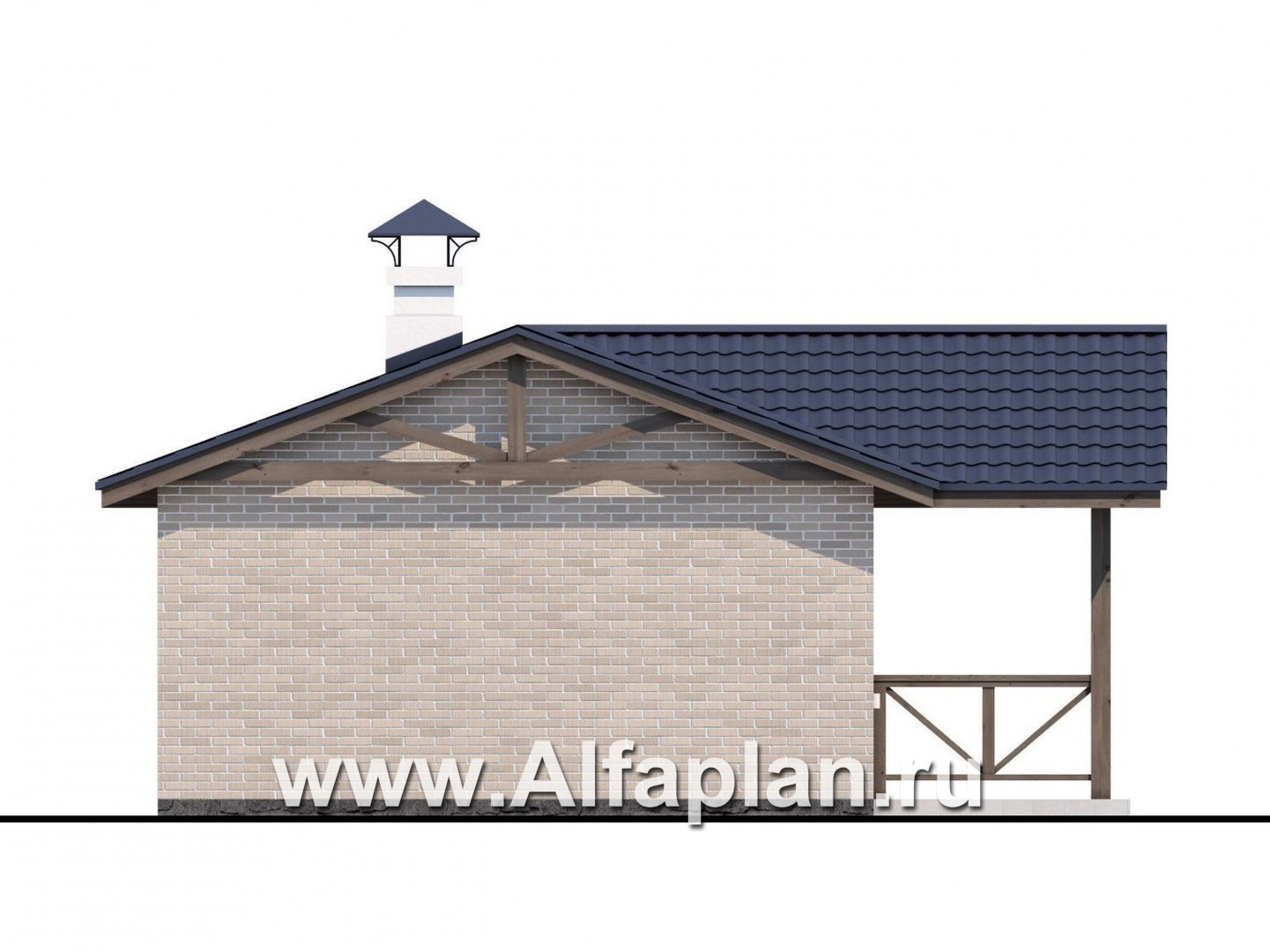 Проекты домов Альфаплан - Небольшая уютная баня с террасой (беседкой) - изображение фасада №3