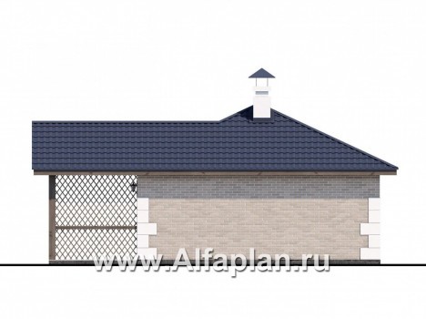 Проекты домов Альфаплан - Комфортабельная баня  с верандой - превью фасада №4