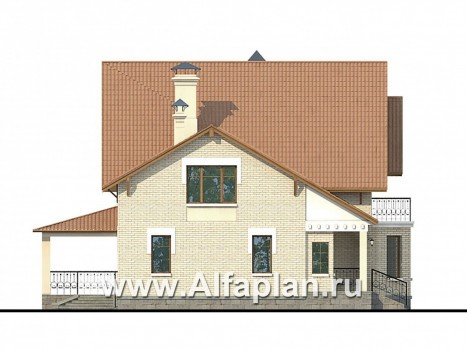 Проекты домов Альфаплан - «Золотая середина» - коттедж с жилой мансардой - превью фасада №3