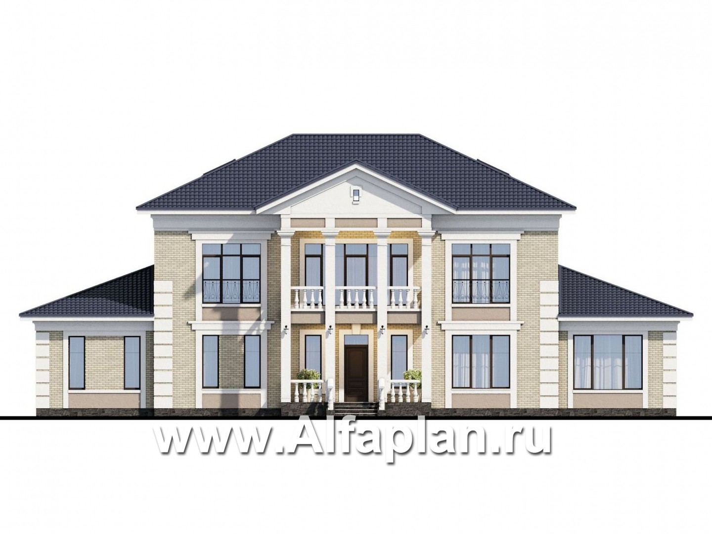 Проекты домов Альфаплан - Вилла в классическом стиле с бассейном - изображение фасада №1