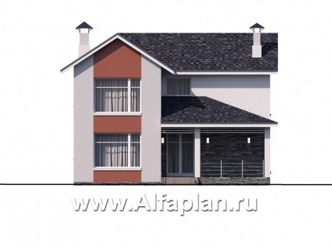 Проекты домов Альфаплан - Проект стильного компактного дома - превью фасада №3